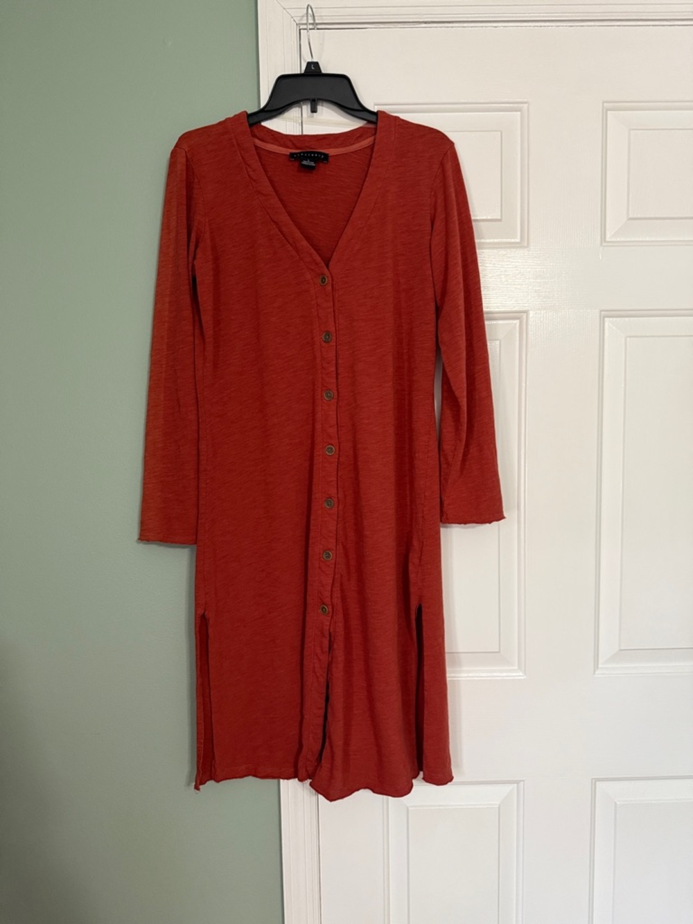 Sanctuary Rust Long-Sleeve Button-Front Midi Dress